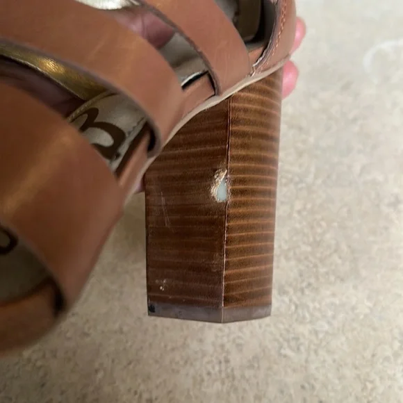 Sam Edelman strappy chestnut leather gladiator heeled sandal 9 1/2 Yazmine - Picture 7 of 8
